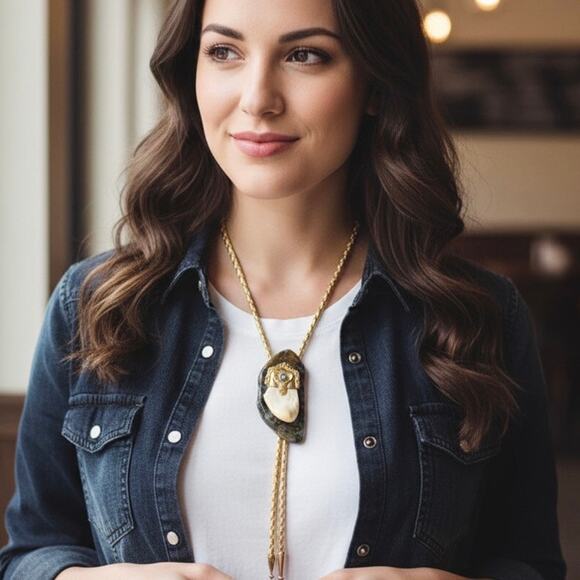 Vntg Bennett Native AmericanDesigner Bolo Tie Agate Large Stone and Claw 34” - Picture 2 of 10